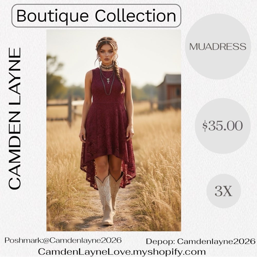 Chic High Low Dress with Fringe in Burgundy Lace